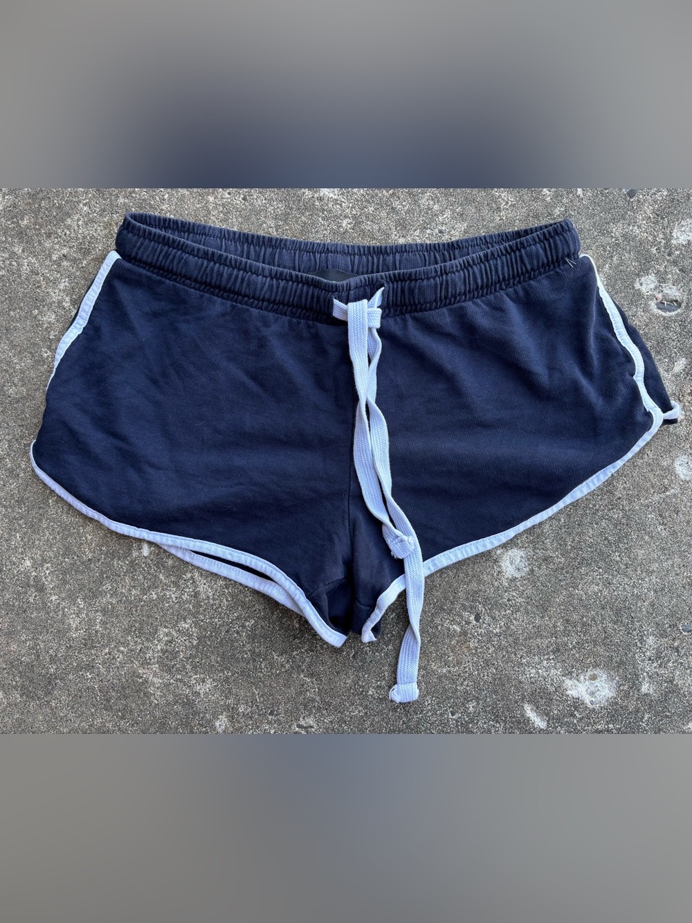 Women’s Navy Athletic Drawstring Shorts with Contrast Trim